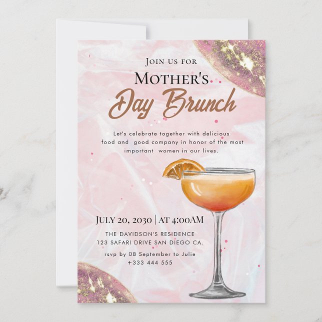 Cartes d'invitation pour le brunch de la fête des  (Devant)