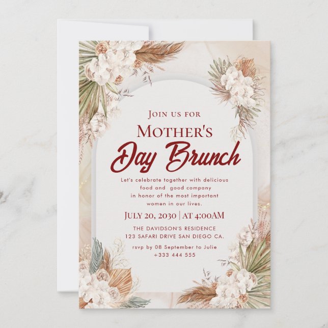 Cartes d'invitation pour le brunch de la fête des  (Devant)