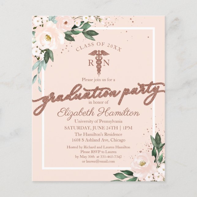 Cartes d'invitation pour le budget de la fête de f (Devant)