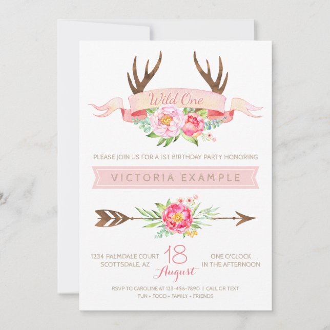 Cartes d'invitation pour le premier anniversaire d (Devant)