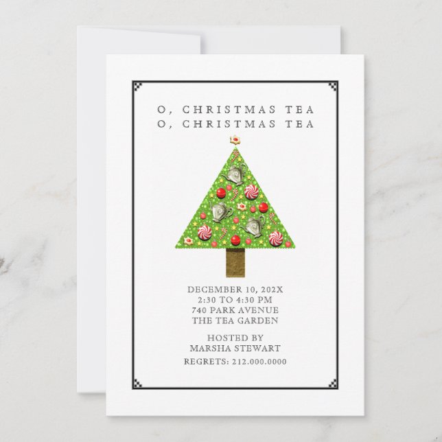 Cartes d'invitation pour le thé de Noël (Devant)