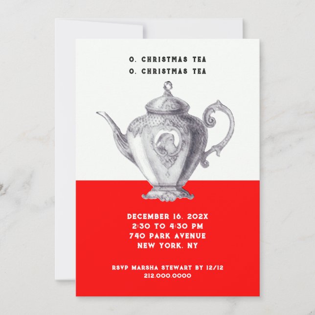 Cartes d'invitation pour le thé des Fêtes (Devant)