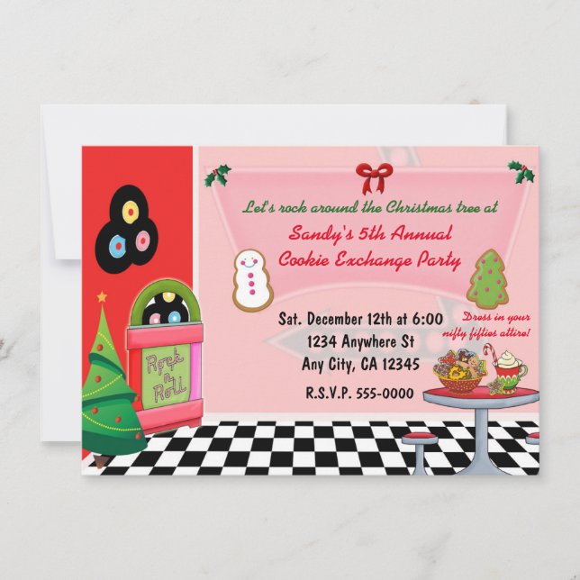 Cartes d'invitation pour l'échange de biscuits de  (Devant)