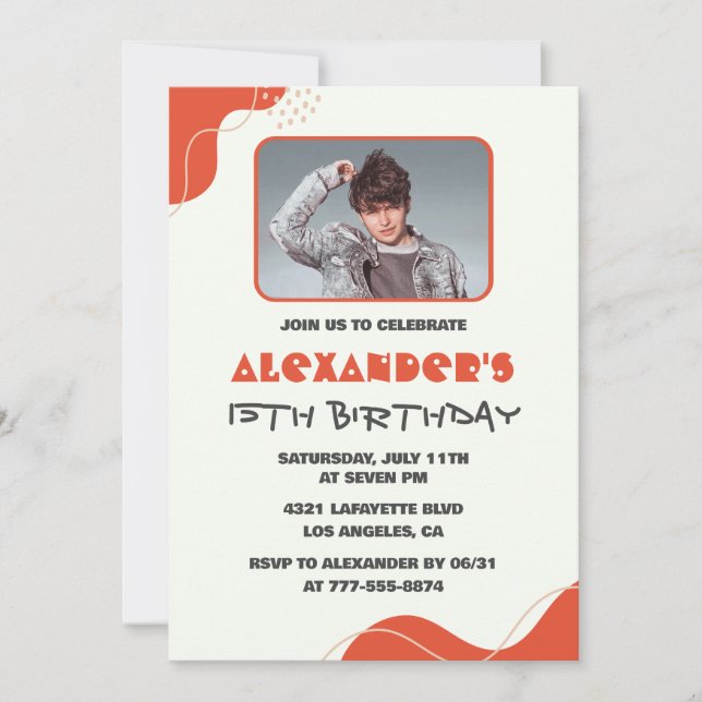 Cartes d'invitation pour les 15 ans des hommes Mod (Devant)