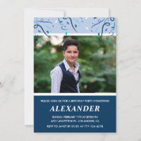 Cartes d'invitation pour les 17 ans Photo Bleu Mar
