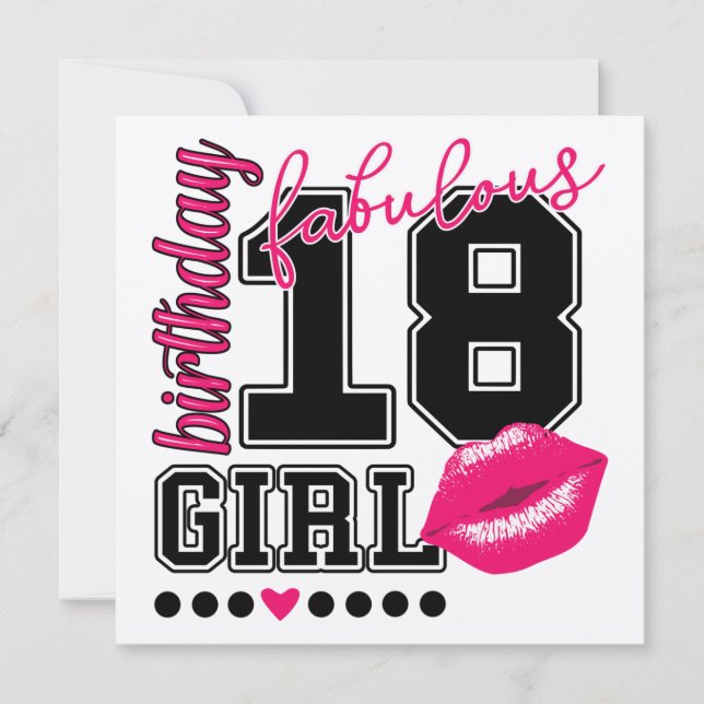 Cartes d'invitation pour les 18 ans d'une fille, r (Devant)