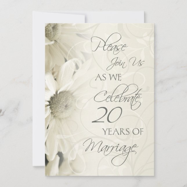 Cartes d'invitation pour les 20 ans de mariage Fle (Devant)