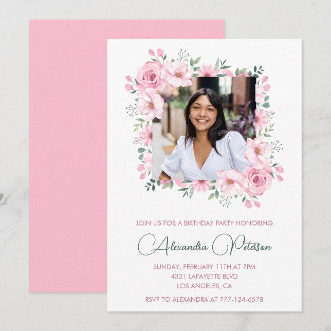 Cartes d'invitation pour les 22 ans avec photo Fle (Devant / Derrière)