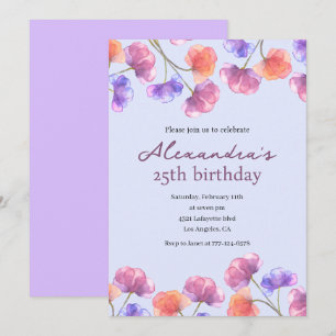 Cartes d'invitation pour les 25 ans Bohème Floral 