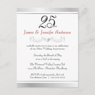 Cartes d'invitation pour les 25 ans de mariage