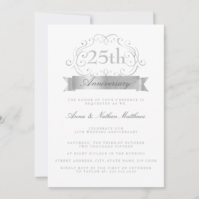 Cartes d'invitation pour les 25 ans de mariage (Devant)