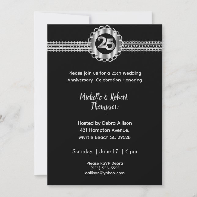 Cartes d'invitation pour les 25 ans de mariage (Devant)
