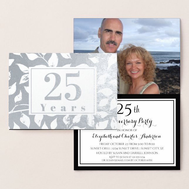 Cartes d'invitation pour les 25 ans de mariage en  (Affichage)