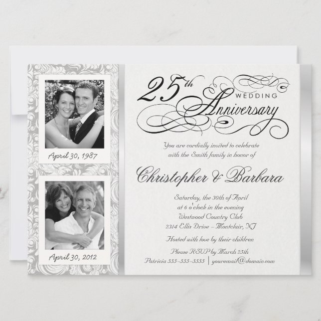 Cartes d'invitation pour les 25 ans de mariage - H (Devant)