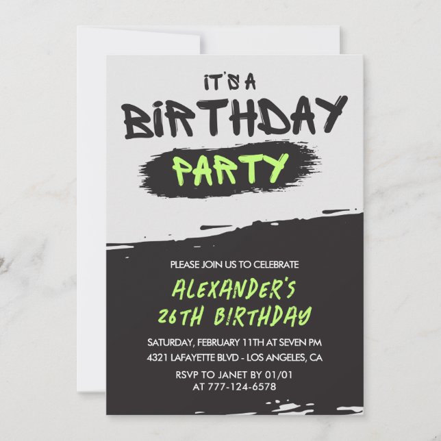 Cartes d'invitation pour les 26 ans d'hommes Graff (Devant)