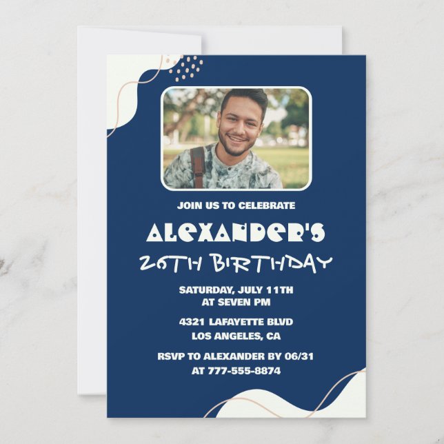 Cartes d'invitation pour les 26 ans Hommes Simple  (Devant)