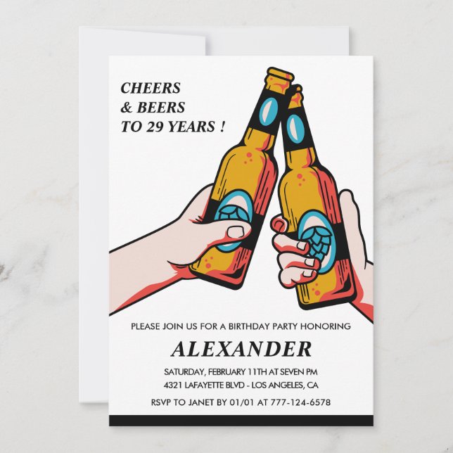 Cartes d'invitation pour les 29 ans Cheers and Bee (Devant)