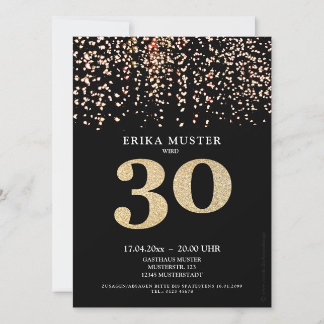 Cartes d'invitation pour les 30 ans "Or" (Devant)