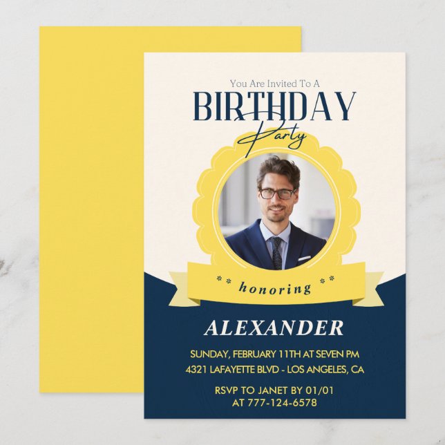 Cartes d'invitation pour les 30 ans pour lui Badge (Devant / Derrière)