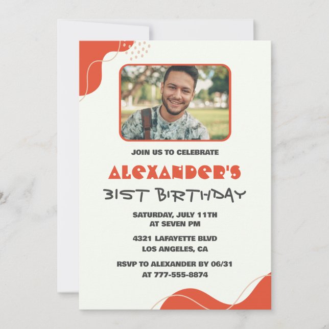 Cartes d'invitation pour les 31 ans d'un homme Mod (Devant)