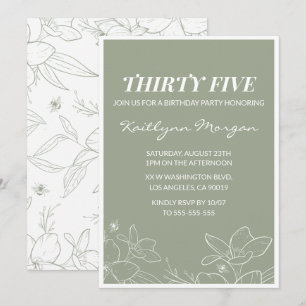 Cartes d'invitation pour les 35 ans Élégant Floral