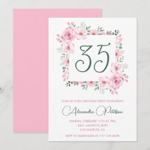 Cartes d'invitation pour les 35 ans Floral Élégant
