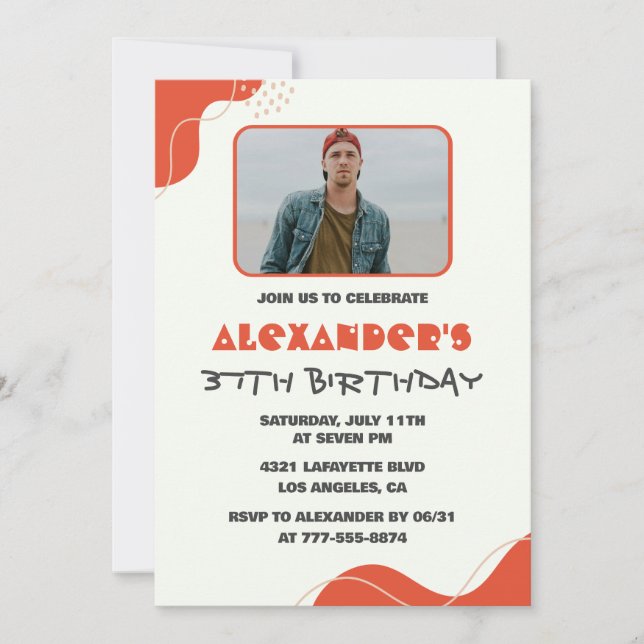 Cartes d'invitation pour les 37 ans de l'homme Mod (Devant)