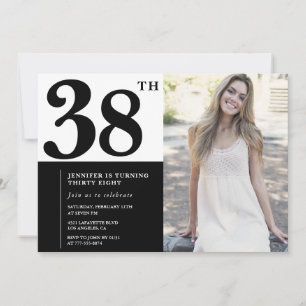 Cartes d'invitation pour les 38 ans avec photo en