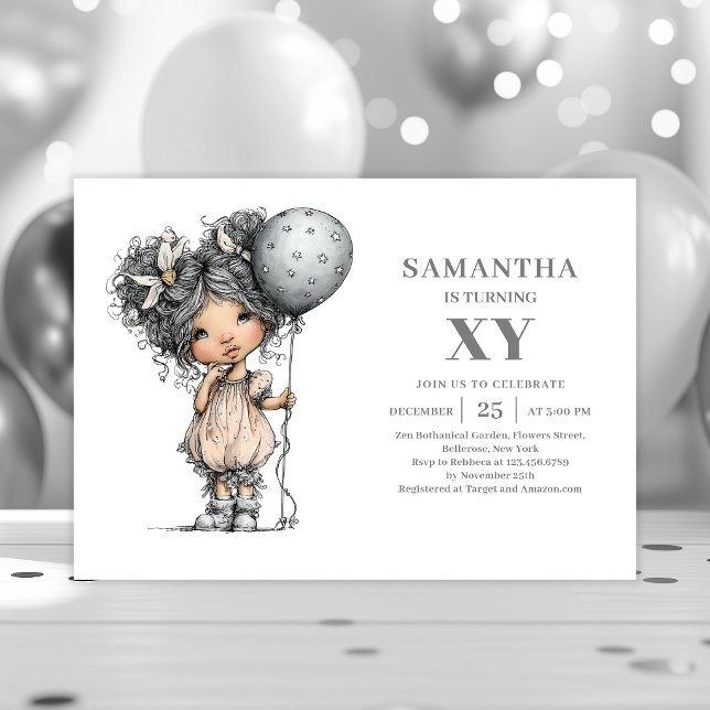 Cartes d'invitation pour les 3 ans d'une petite fi (Funny Toddler Girl Black Gold 3rd Birthday Invitation

)