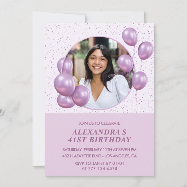 Cartes d'invitation pour les 41 ans Ballons Photo  (Devant)