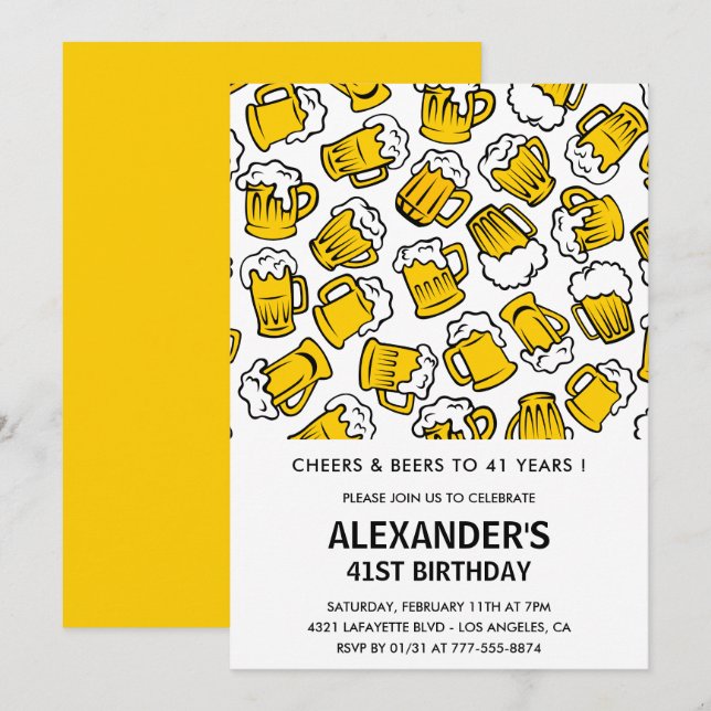 Cartes d'invitation pour les 41 ans Cheers and Bee (Devant / Derrière)