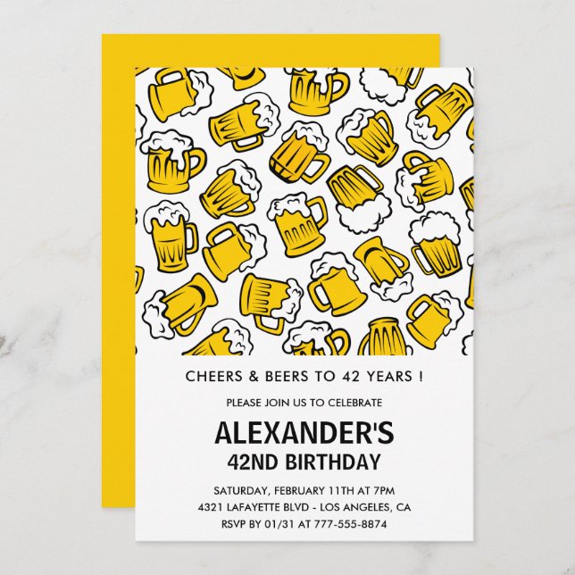 Cartes d'invitation pour les 42 ans Cheers and Bee (Devant / Derrière)
