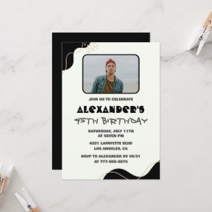 Cartes d'invitation pour les 45 ans Hommes Noir Si