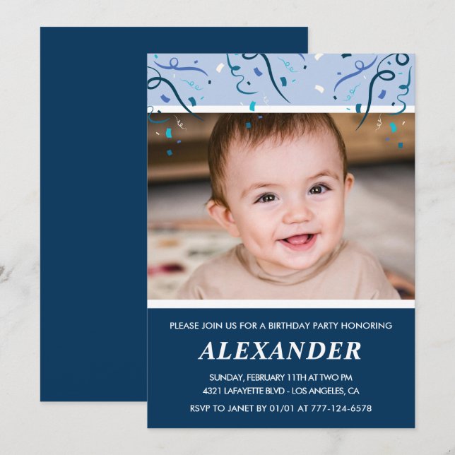 Cartes d'invitation pour les 4 ans d'un garçon Pho (Devant / Derrière)