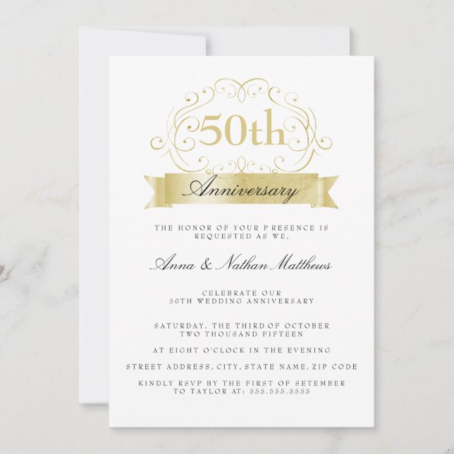 Cartes d'invitation pour les 50 ans de mariage (Devant)