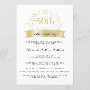 Cartes d'invitation pour les 50 ans de mariage