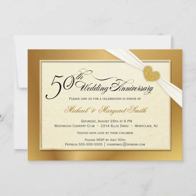 Cartes d'invitation pour les 50 ans de mariage (Devant)