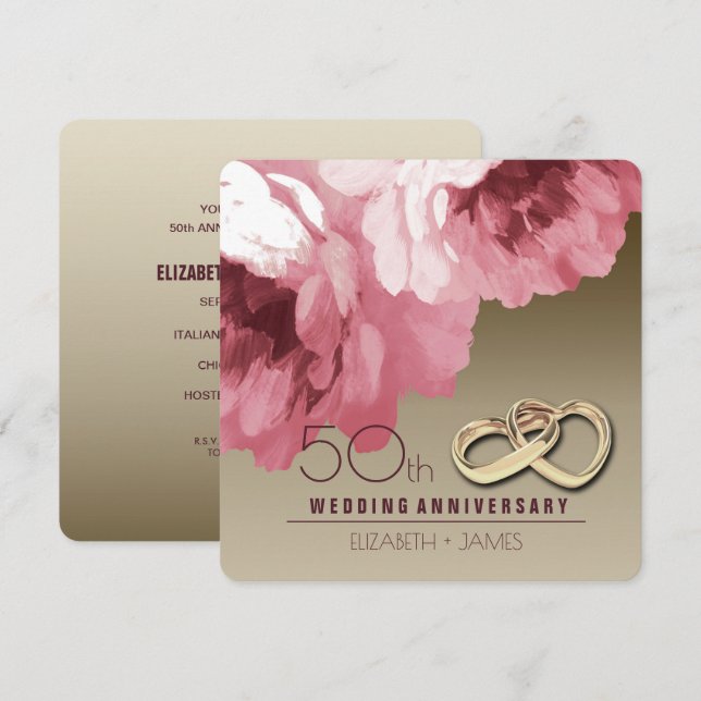 Cartes d'invitation pour les 50 ans de mariage (Devant / Derrière)