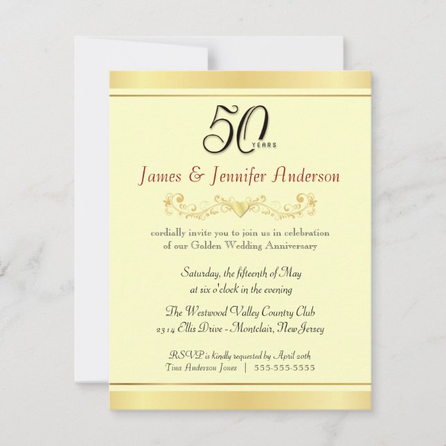 Cartes d'invitation pour les 50 ans de mariage (Devant)