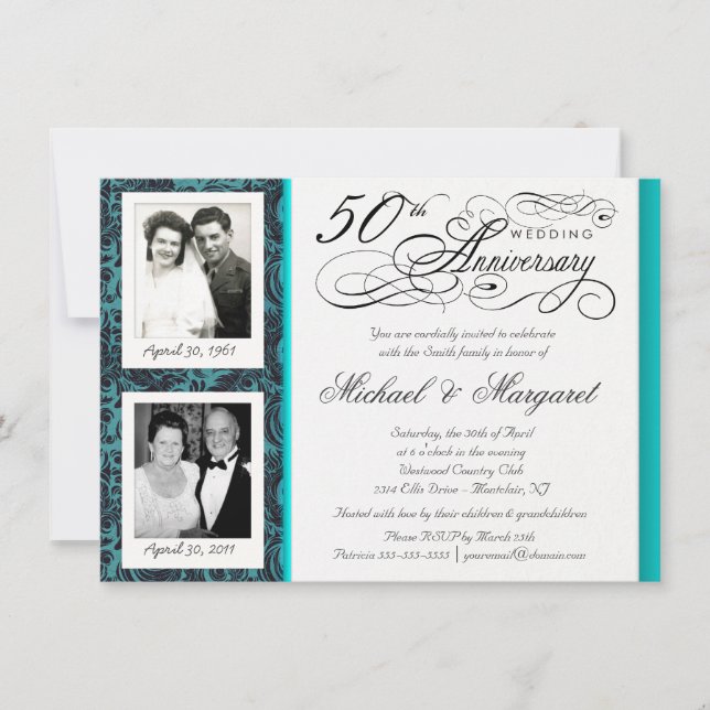 Cartes d'invitation pour les 50 ans de mariage - D (Devant)