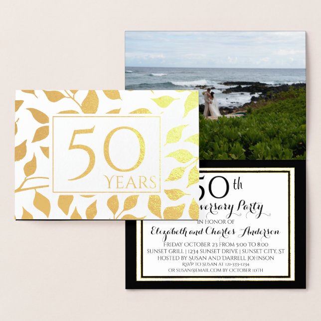 Cartes d'invitation pour les 50 ans de mariage en  (Affichage)