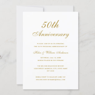 Cartes d'invitation pour les 50 ans de mariage en