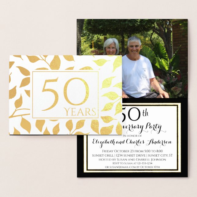 Cartes d'invitation pour les 50 ans de mariage en  (Affichage)