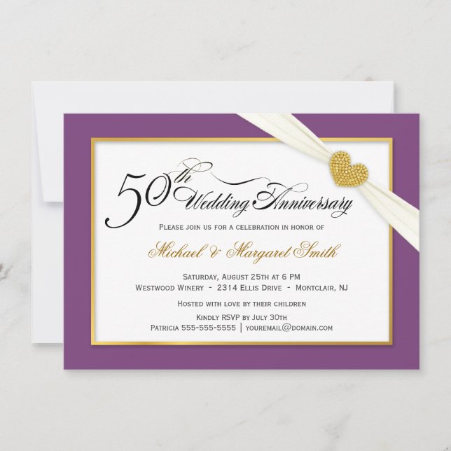 Cartes d'invitation pour les 50 ans de mariage - V (Devant)