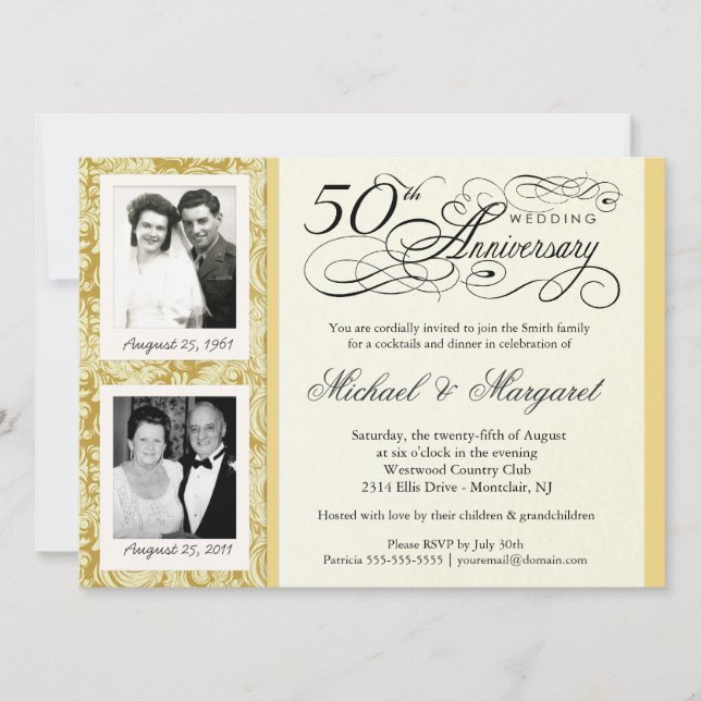 Cartes d'invitation pour les 50 ans de mariage - V (Devant)