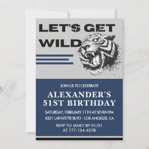 Cartes d'invitation pour les 51 ans Hommes Tigre D