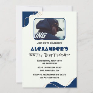 Cartes d'invitation pour les 55 ans Hommes Bleu Si