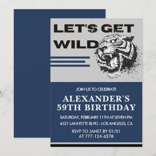 Cartes d'invitation pour les 59 ans Hommes Tigre D