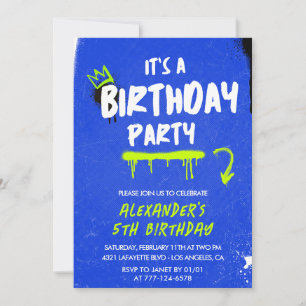 Cartes d'invitation pour les 5 ans garçon Graffiti