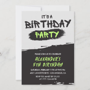Cartes d'invitation pour les 5 ans garçon Graffiti